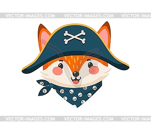 Cartoon fox animal pirate, corsair sailor - vector image