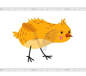 Cartoon chick character prepare to fight attack - vector clipart