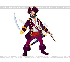 Cartoon pirate and corsair boatswain character - vector image