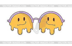 Retro groovy sunglasses hippie eyewear with smiles - vector image