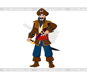 Cartoon funny pirate and corsair captain character - vector clipart