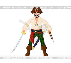 Cartoon pirate and corsair boatswain character - stock vector clipart