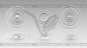 Ripple water ring waves, circular splashes set - vector clip art