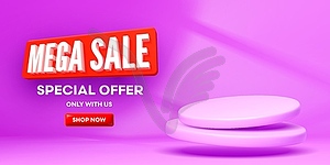 3d purple sale product podium stage ads background - vector image