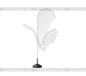 Realistic beach flag, white teardrop banner stand - vector clipart