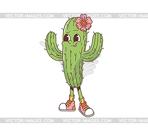 Мультяшный заводной персонаж из кактусов, девочка-кактус - векторный графический клипарт