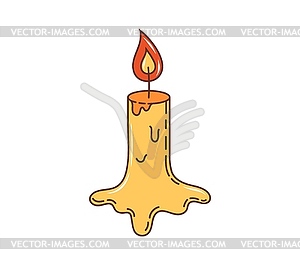 Cartoon retro groovy Halloween burning candle - vector image