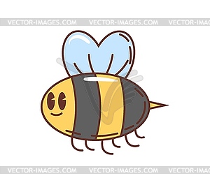 Cartoon groovy bee character, flying insect - vector clip art
