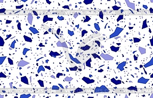 White and blue terrazzo mosaic pattern, texture - color vector clipart