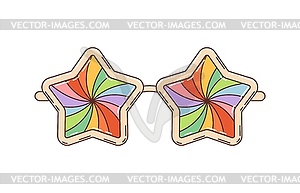 Retro groovy eyewear sunglasses star-shaped frames - vector clip art