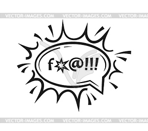 Comic swear speech bubble, expressive typography - vector clipart