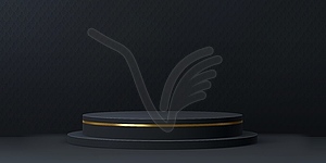 Black podium stage with golden border or ring - vector clipart