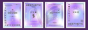 Aesthetic gradient y2k posters, blur background - vector image