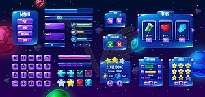 Игровой интерфейс, кнопки и панель Galaxy space - изображение в формате EPS