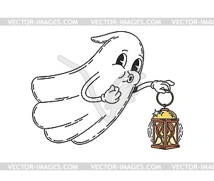 Мультяшный заводной призрак Хэллоуина бу с фонарем - клипарт