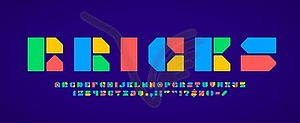 Module block font, modern abstract typeface set - vector clip art