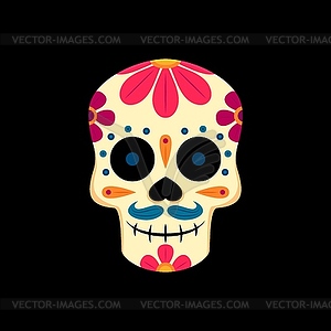 Mexican Day of Dead holiday ornate skull - color vector clipart