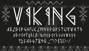 Viking font, nordic rune type, ethnic typeface - vector clip art
