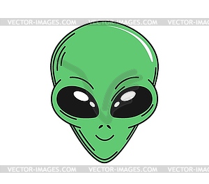 Retro groovy alien character face with large eyes - vector clipart