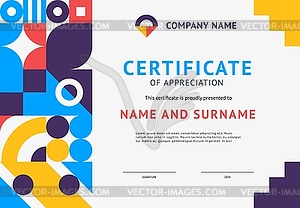 Certificate template with memphis background frame - vector clip art