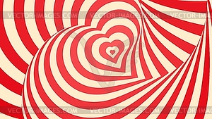 Psychedelic heart tunnel, love background - vector image