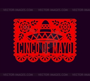 Dia de los Muertos papel picado бумажная открытка-флаг - клипарт в формате EPS