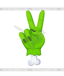 Cartoon Halloween zombi green hand emoji icon - vector image