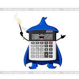 Cartoon Halloween calculator school stationery wiz - vector clipart