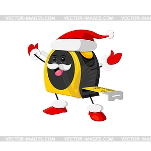 Cartoon Christmas measuring tape tool Santa - vector image