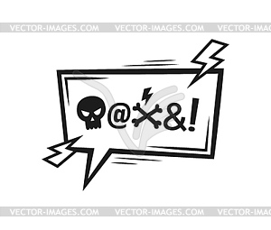 Comic swear speech bubble, hate angry talk, curse - vector image