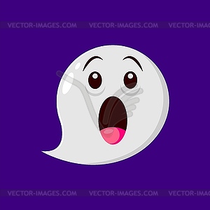 Halloween holiday emoji of surprised cartoon ghost - vector image