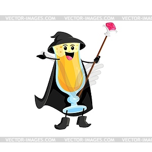 Cartoon Halloween cocktail glass fast food wizard - vector image