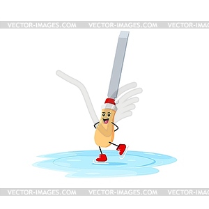 Cartoon chisel repair tool skating on ice rink - vector image