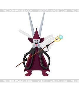 Cartoon Halloween scissors school stationery mage - vector image