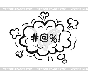 Angry bad word in speech bubble cloud, swear curse - vector clipart