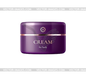 Body cream purple package for cosmetic product - stock vector clipart