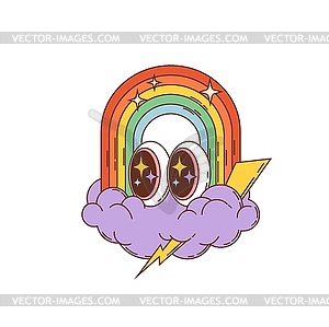 Retro groovy rainbow with lightning bolt - vector clipart