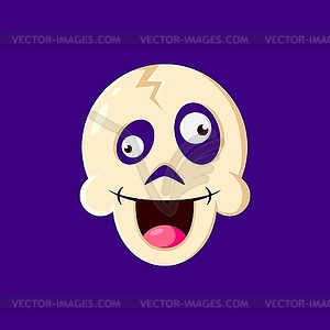 Halloween holiday skull emoji cartoon character - vector image