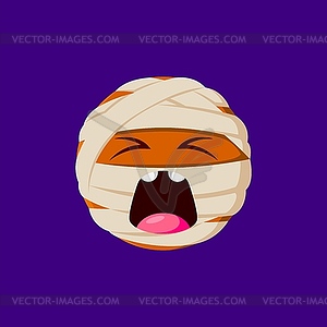 Halloween holiday mummy emoji, cartoon character - vector image