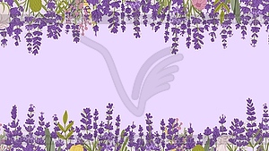 Lavender flowers frame background, floral pattern - vector image