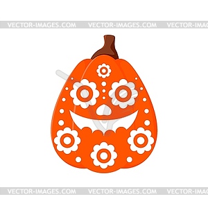 Halloween holiday mexican pumpkin face icon - vector image