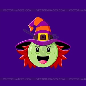 Halloween holiday cartoon witch emoji character - royalty-free vector image