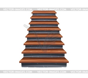 Wooden and stone stairs in cartoon style - vector image