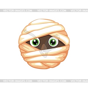 Cartoon mummy character Halloween emoji icon - royalty-free vector image