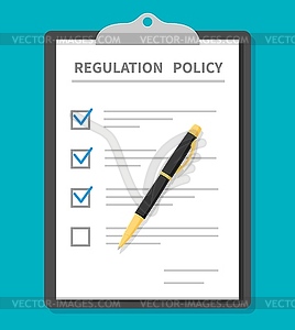 Regulation policy or compliance guideline document - vector image