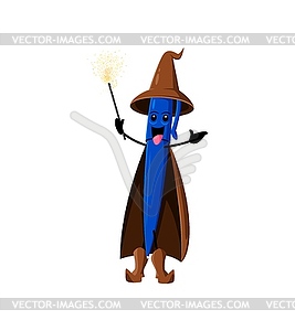 Cartoon Halloween pen school stationery mage, wiz - vector image