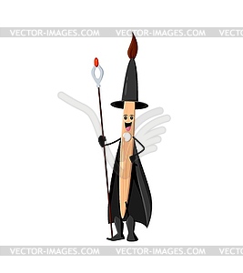 Cartoon Halloween paintbrush mage, wizard or witch - royalty-free vector image