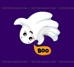 Cartoon Halloween ghost character with cute face - vector clip art