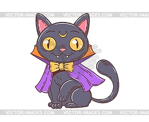 Cartoon retro groovy Halloween witch vampire cat - vector clip art