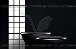 Японский серый или черный подиум, сцена или платформа - рисунок в векторном формате